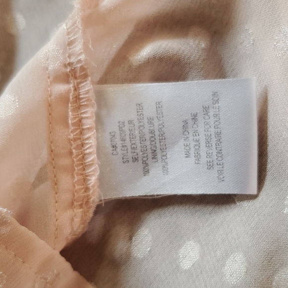 Daniel Rainn Dusty Rose Swiss Dot Crochet Bib Sheer Top Size Small - Picture 12 of 15